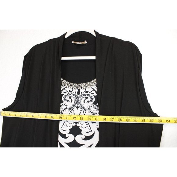 Haani Woman 3X Black White Dress Jacket Set Chain Neck Baroque Print Stretch - Picture 8 of 14